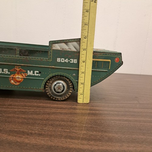 Vintage 20.5” Marx Lumar Pressed Steel US-MC Amphibious Marine Troop Hauler Toy - Picture 11 of 11