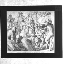 Magic Lantern Plaque Joshua Made 5 Kings Prisoners Bible / von Carolsfeld