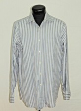 Tommy Bahama Long Sleeve Button Up Shirt Blue Striped Dress Casual 16 34-35 EUC