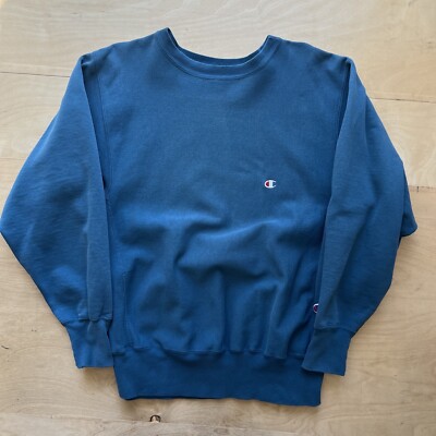 Vintage Champion Reverse Weave Sweatshirt L Blue 90s Made In USA