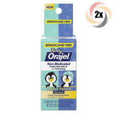 2x Twin Packs Baby Orajel Non Medicated Teeth Cooling Gels  Day  Night  .36oz