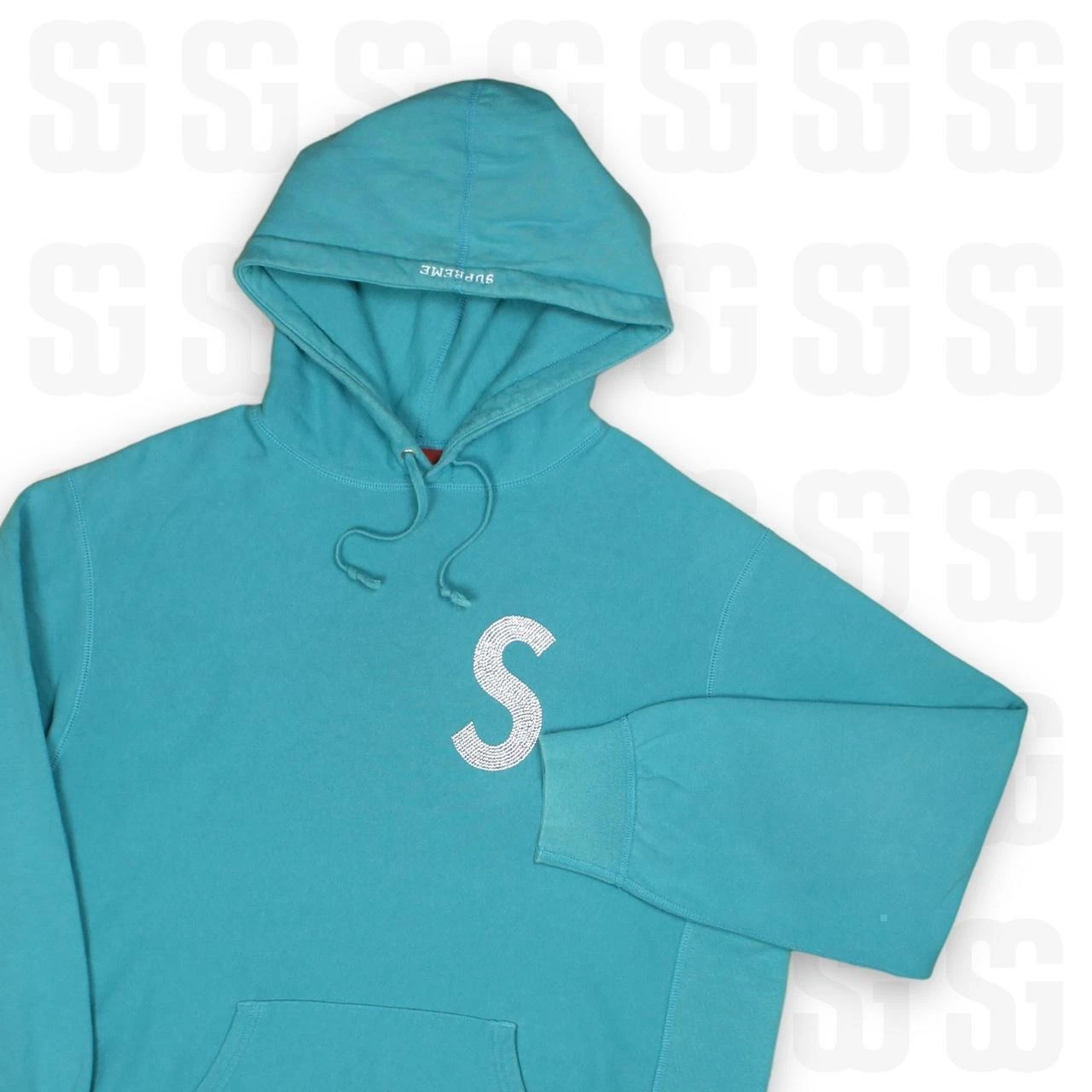 Sweat à capuche Supreme Swavorski S logo taille L bleu
