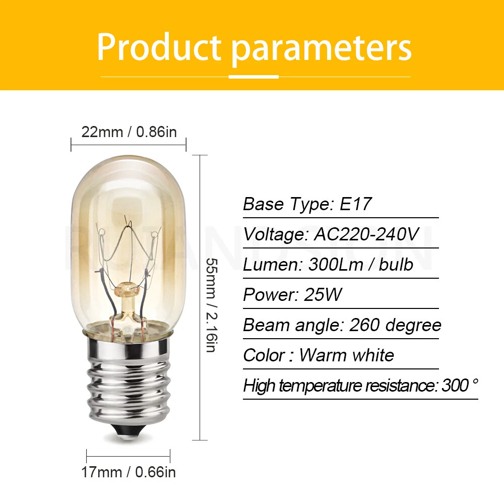 E17 Spiral Halogen Bulb Microwave Light Garden Light 125V/220-240V WarmWhite 25W