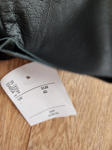 $445 NWT Cigno Nero 100% Leather Trench Spy Coat Black BUTTERY SOFT Women M READ - Picture 5 of 17