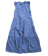 NWT J.Crew Tiered Ruffle-Sleeve Midi in Sapphire Gingham Cotton Dress XS