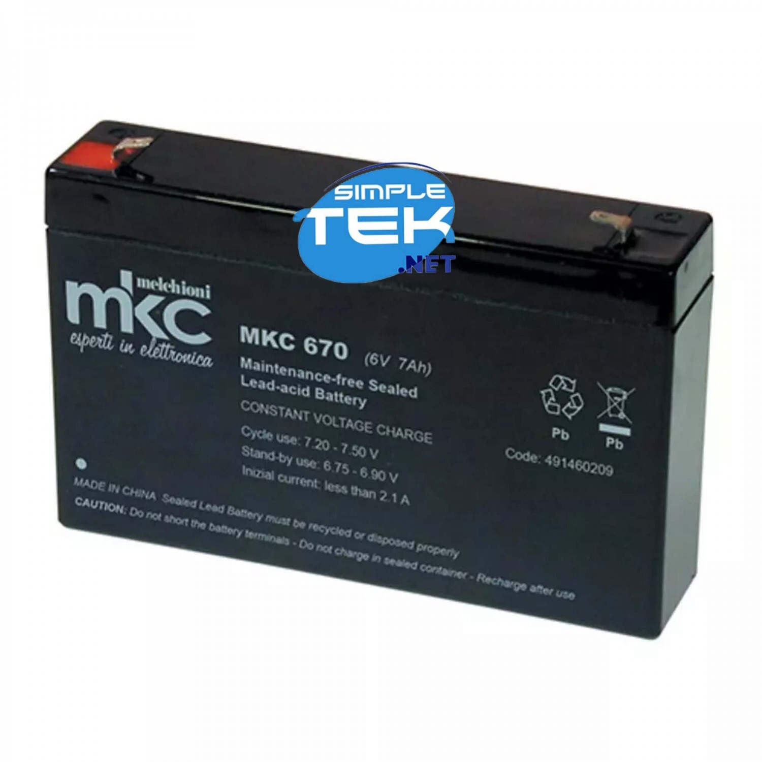 Mkc Batteria Al Piombo 6v 7ah 150 X 95 X 33 Mm Fastom 4,8mm Ups Emergenza Bici_