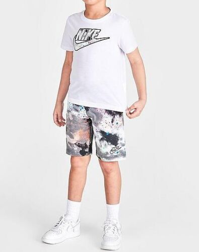 Nike Little Boy's White/Black Tie-Dye Futura T-Shirt & Shorts (86J430-023) 4/6/7 - Picture 1 of 6
