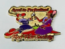 Red Hat Society 50+ Club Ladies Lapel Pin Aged to Perfection Wine Tasting Cheers