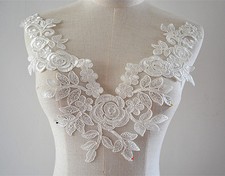 Sale Neckline Costume Skirts Lace Motif Floral Applique Evening Dress Trim 1 PC