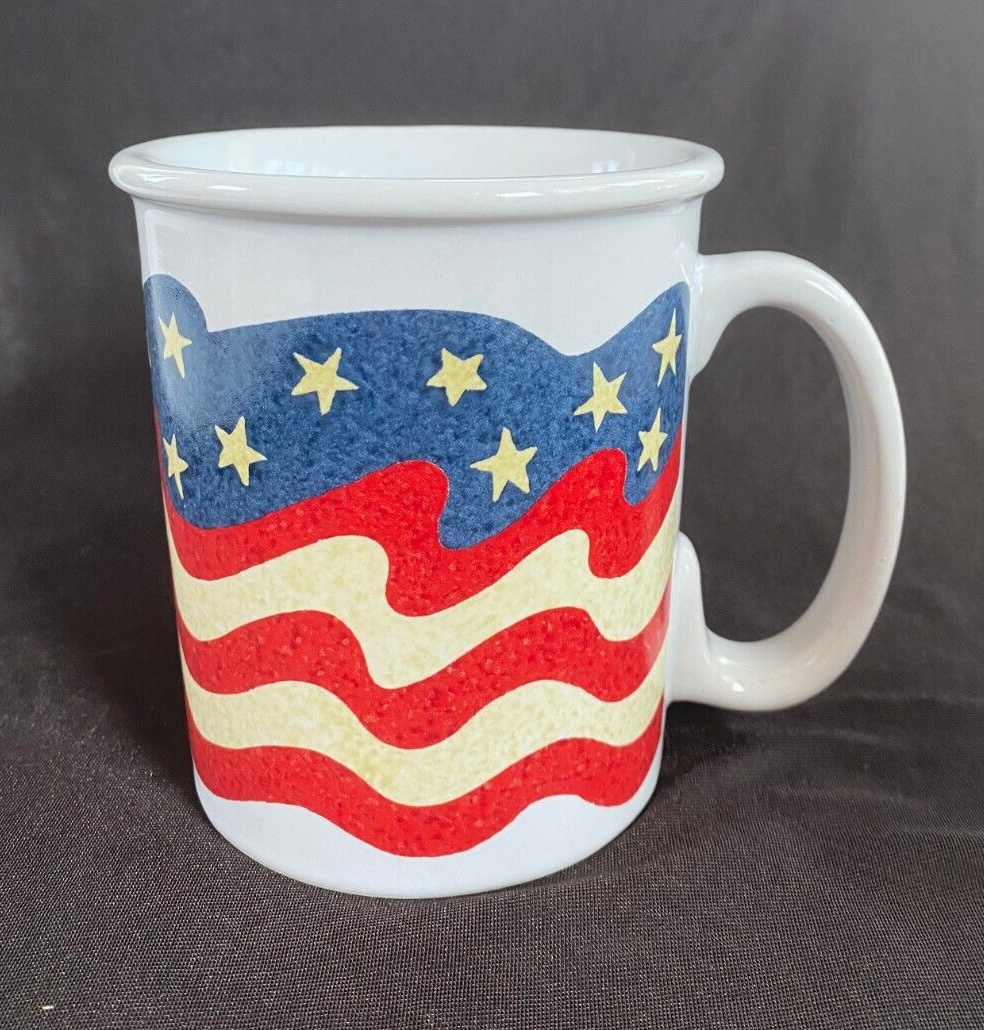 Large 16 oz Coffee Tea Mug Red White Blue Stars Stripes Patriotic American  Flag | eBay