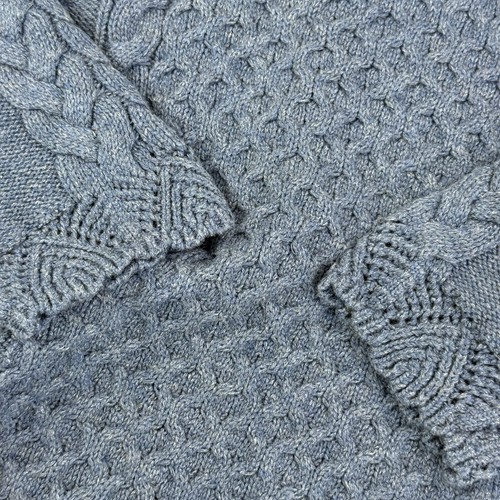 Odd Molly 732 Cable Knit Fisherman Turtleneck Sweater Large 3 Blue Cotton A-Line - Picture 4 of 13