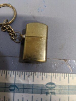 cigarette lighter keyring Vintage Keyring Key Chain Miniature Gold Metal Cigarette / Cigar Lighter