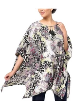 Attitudes by Renee Global Illusions Tassel Trim Poncho Brushed Ecelot