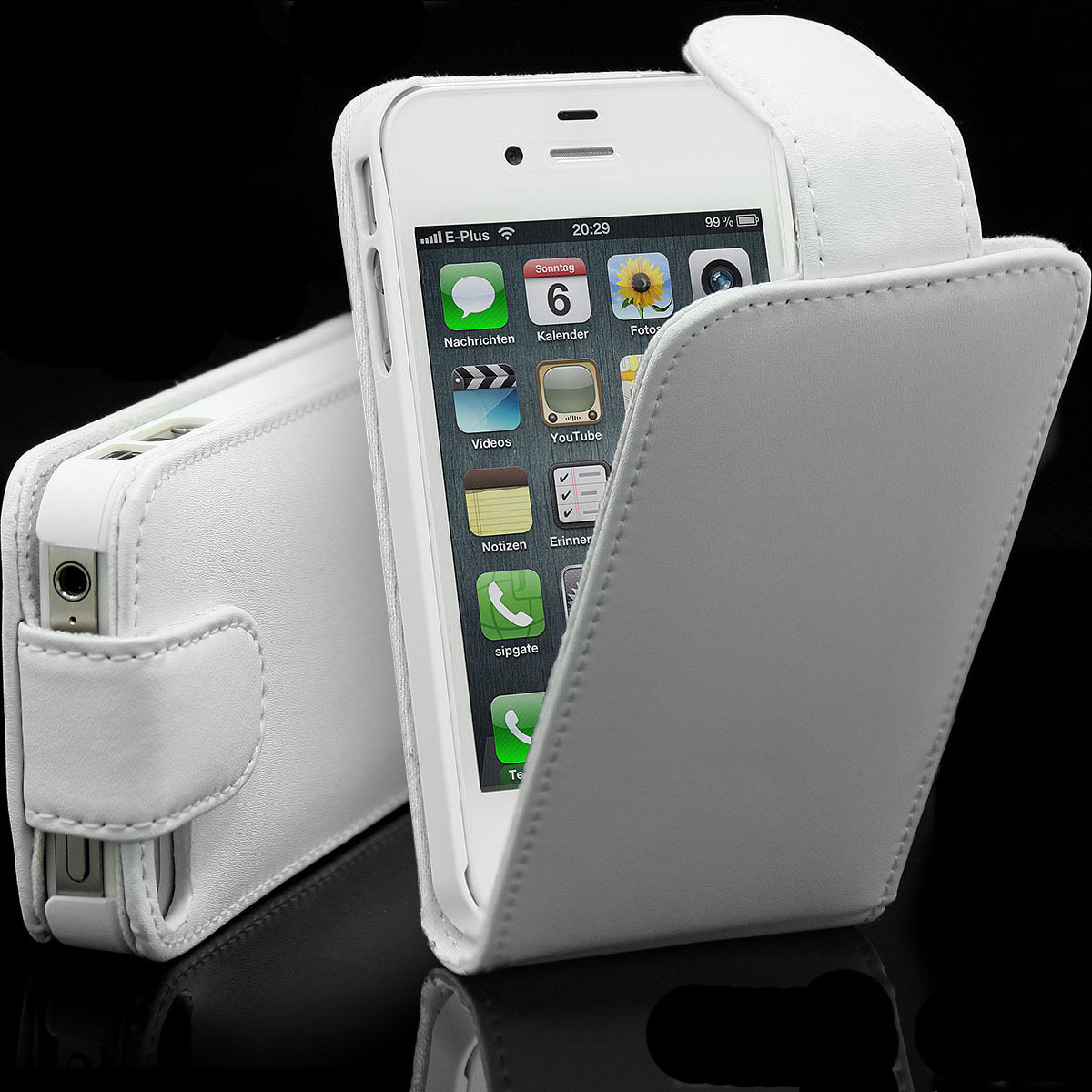  Apple iPhone 4 4S 4G Flip Tasche Schutz Hülle Cover Flip Case Original weiss