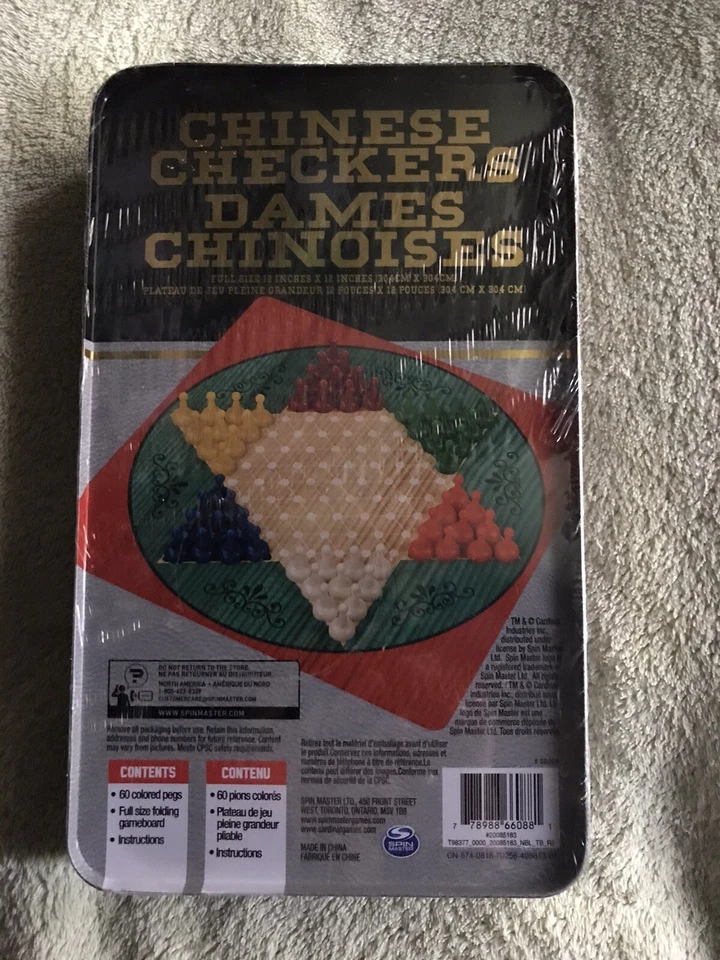 Spin Master Chinese Checkers 12x12 Game Board in Tin New, Sealed 2-4 Players - Image 3 of 4
