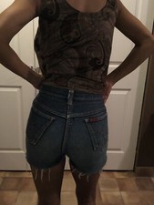 Vintage Jean Denim Shorts Talon Zipper 1960 Festival YING XS 23 24