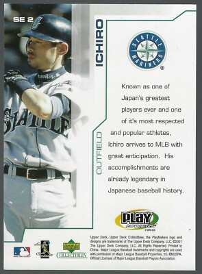 ichiro 2001 upper deck jersey auto 200シリ 2001 upper deck #21 Ichiro Suzuki Tribute to 51 Milestone