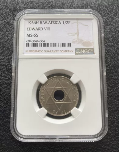 British West Africa 1936H 1/2p Half Penny - Edward VIII - NGC graded MS65