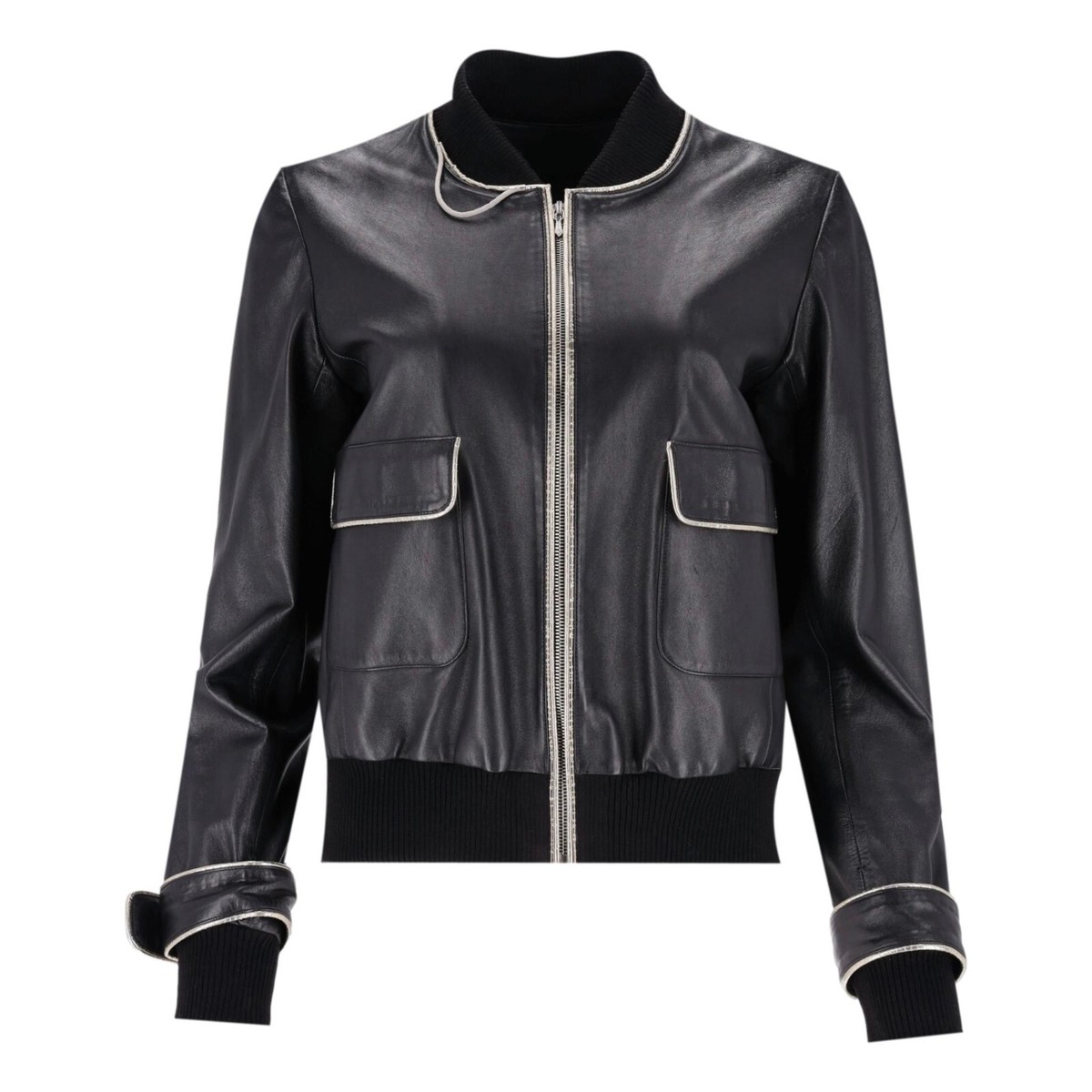 Chanel Leather Bomber Jacket With Pearl Buttons UK