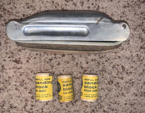 Vintage COMPANION Metal Sanding Block Made in USA With Three Refills Excellent - Picture 2 of 4