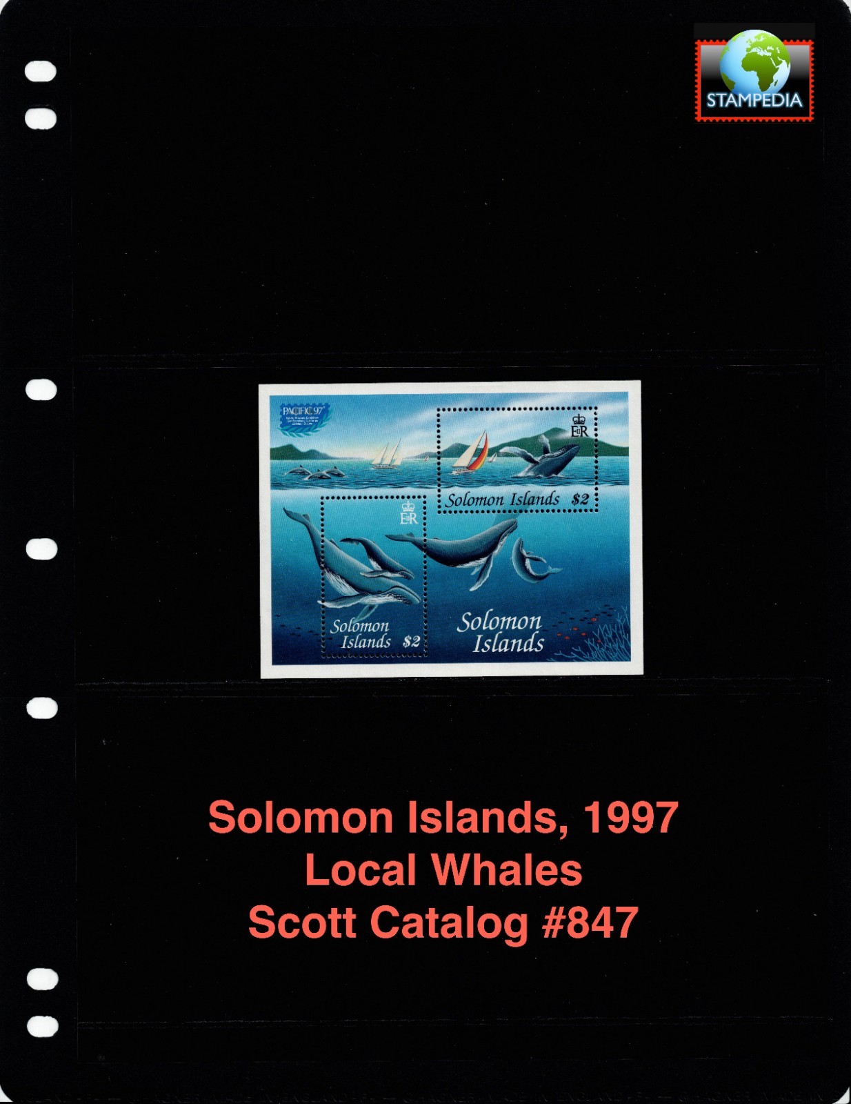 $3.50 Scott Value - 1997 SOLOMON ISL. Whales s/s South Pacific CV MNH NH UMM
