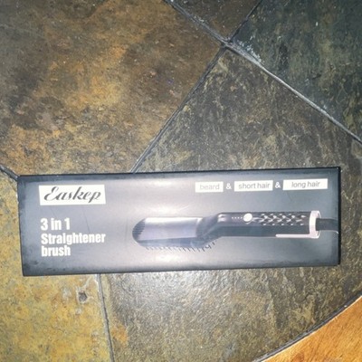 Easkep 3 in 1 Straightener Brush for Beard, Short & Long Hair, 35W, Black