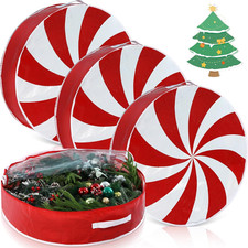4 Pcs 30 Inch Christmas Wreath Storage Bag Candy Cane Wreath Storage Container C