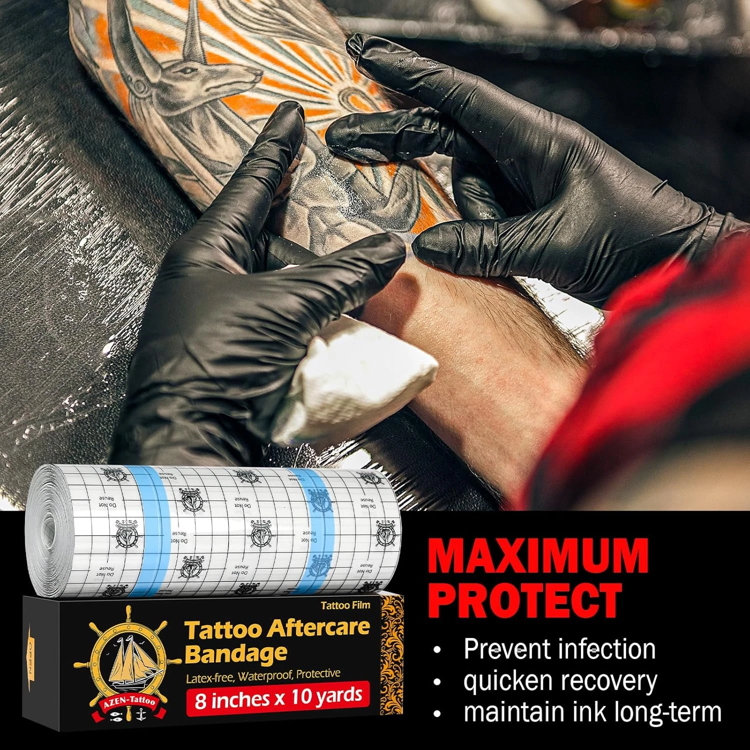 Tattoo Aftercare Bandage, 8"X 10 Yard, Tattoo Waterproof Bandage, Second Skin Ta - product detail image 3