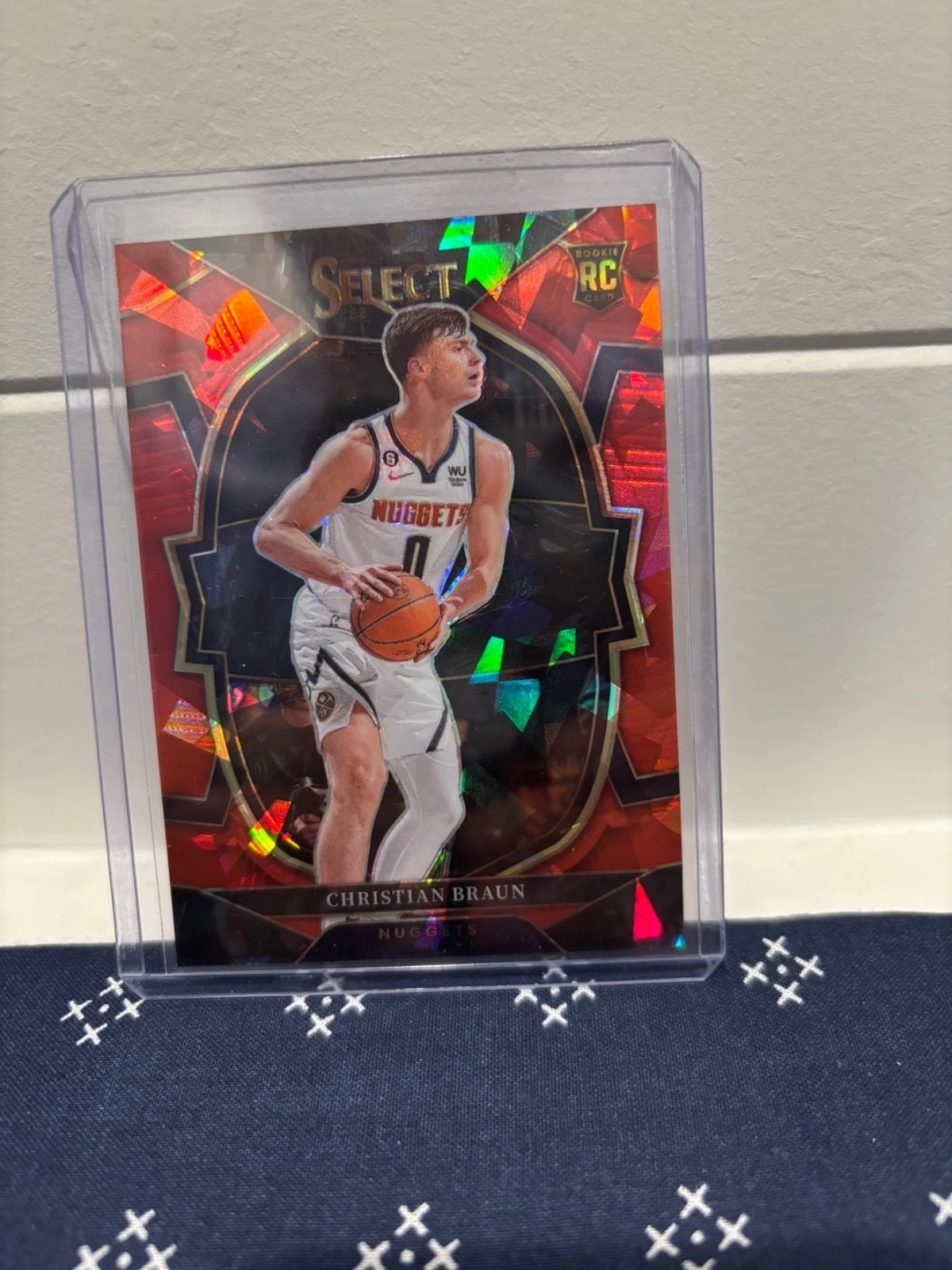 2022-23 Panini Select #85 Christian Braun Concourse Red Cracked Ice Prizm (RC)