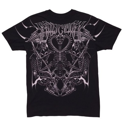 Affliction Imperial Beast Mens Large Black T-Shirt Skeleton Heart Scythes
