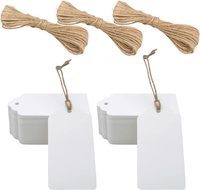 200Stk GeschenkanhäNger Weiß: 5X10Cm Kraftpapier Etiketten AnhäNger Mit Juteschn