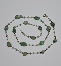 Schöne Feine Kette mit Jade & Perlen - 51 cm