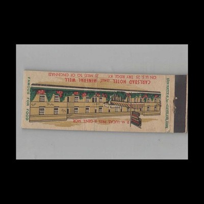 Full Length Matchbook Cover Carlsbad Hotel & Miners' Well Dry Ridge KY