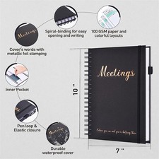 Taking Book for Work with Action Items 7"x 10"in Hardcover Meeting Notebook Note