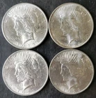 Lot of Four 1923 $1 Peace Silver Dollars