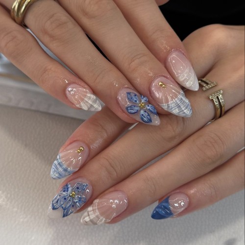 24pcs French Fake Nails Metallic Bow Press on Nails Manicure False Nails Women - Picture 15 of 21