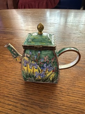 Kelvin Chen Hand Painted Enamel Mini Teapot Trinket Box No. 2876 COA