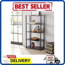 Mainstays 5 Shelf Bookcase Black No Tools Assembly Storage Shelving