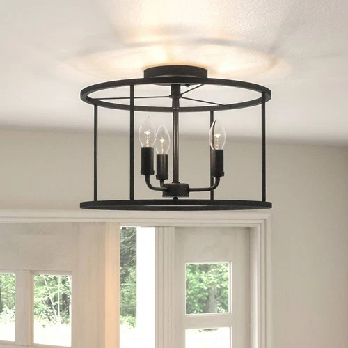 Quoizel Abner 14" Wide Matte Black 3-Light Ceiling Light - Picture 1 of 7