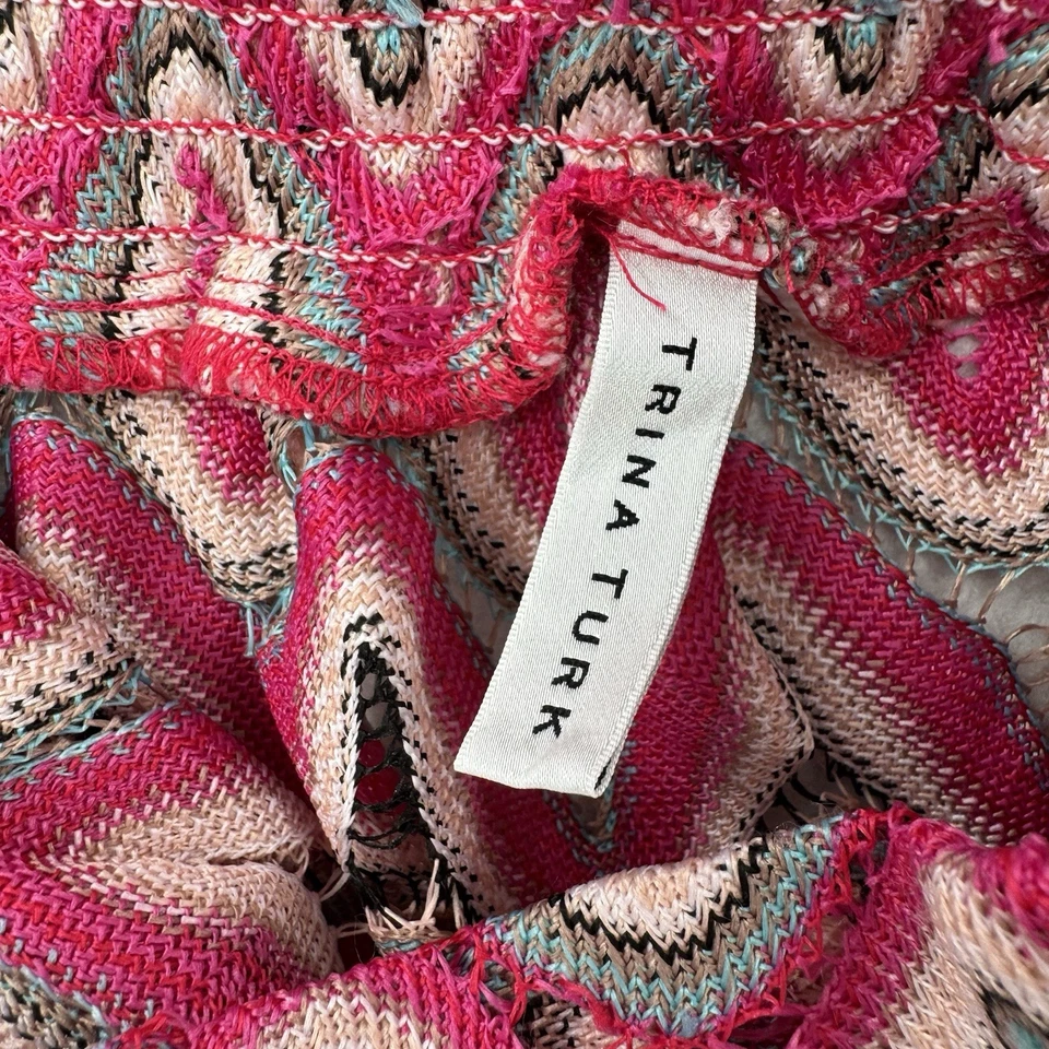 Falda de encubrimiento Trina Turk para mujer pequeña en zig zag tejida malla maxi elástica transparente Foto 3 de 4