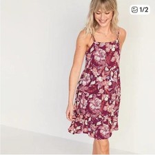 Boho Floral Feminine Cranberry Flowy Cottagecore Festival Sundress  XS