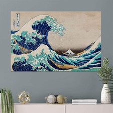 "The Great Wave off Kanagawa" by Katsushika Hokusai on Canvas, Framed Canvas, Ac