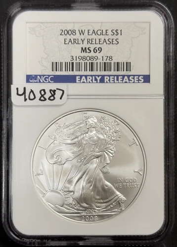 2008 W Silver Eagle - NGC MS69 ( 40887 )