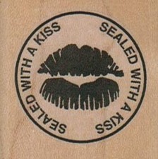 Sealed With A Kiss 1 3/4 x 1 3/4" Mounted Rubber Stamp, Mixed Media Stamp