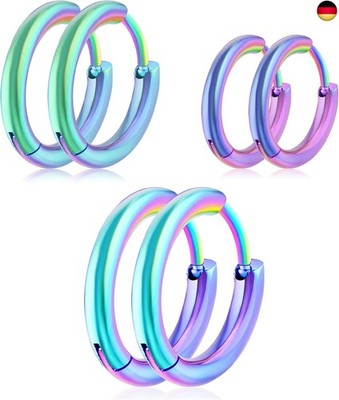 Mini Creolen Edelstahl 3 Paar Kleine Creolen Ohrringe Damen Hoop Earrings