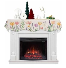 Mantle Scarf 60 X 17"Tulips Lilac Hyacinth   Fireplace Spring Floral Decor Read