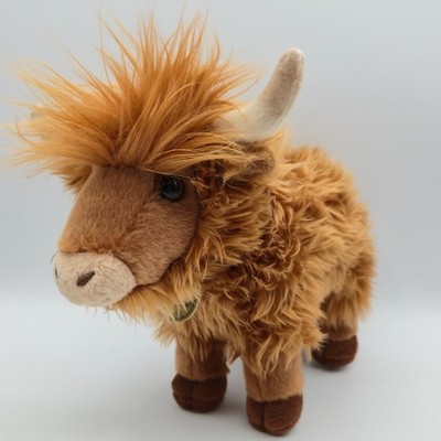 MIGONI Highland Cow Plush Brown Shaggy Stuffed Animal Toy 10in Aurora EUC