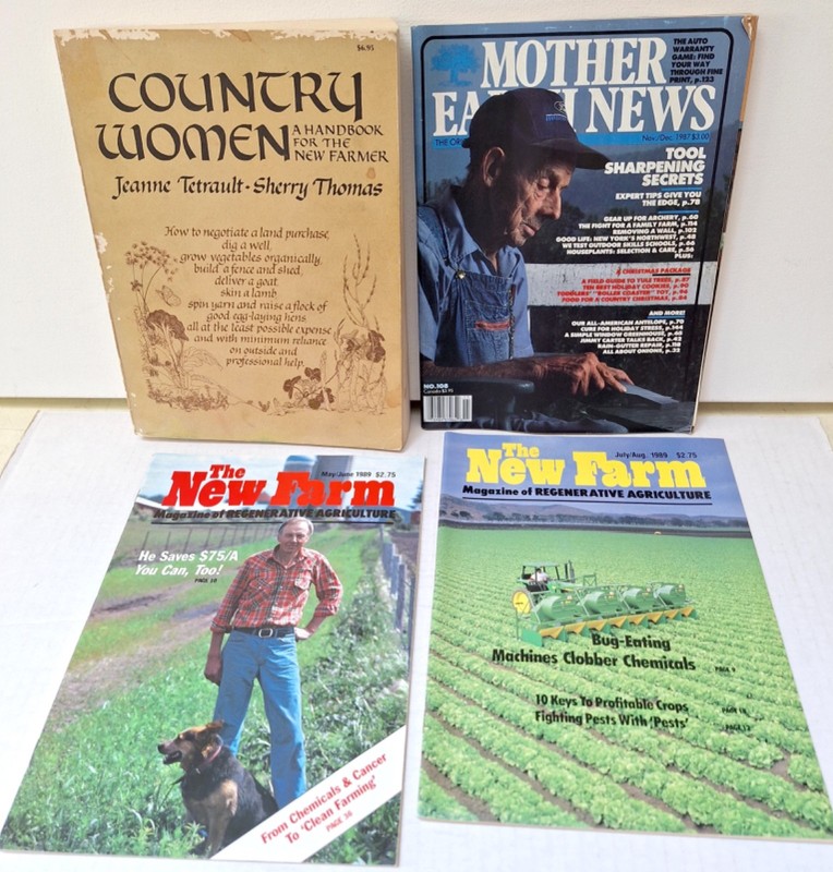 Lot of 4 small-scale farming organic magazines Mother Earth News, The New Farm +