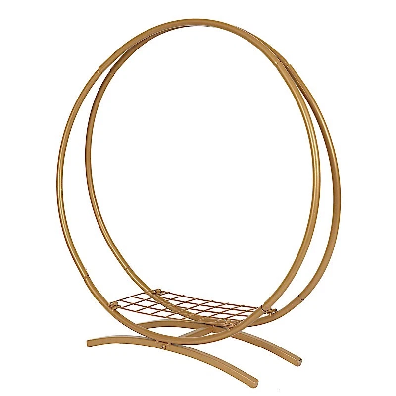 Mesa de centro de mesa aro floral de metal con marco doble redondo dorado de 24" fiesta eventos Foto 3 de 4