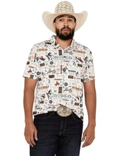 HOOEY Men's The Weekender Cowboy Golf Polo, Cream